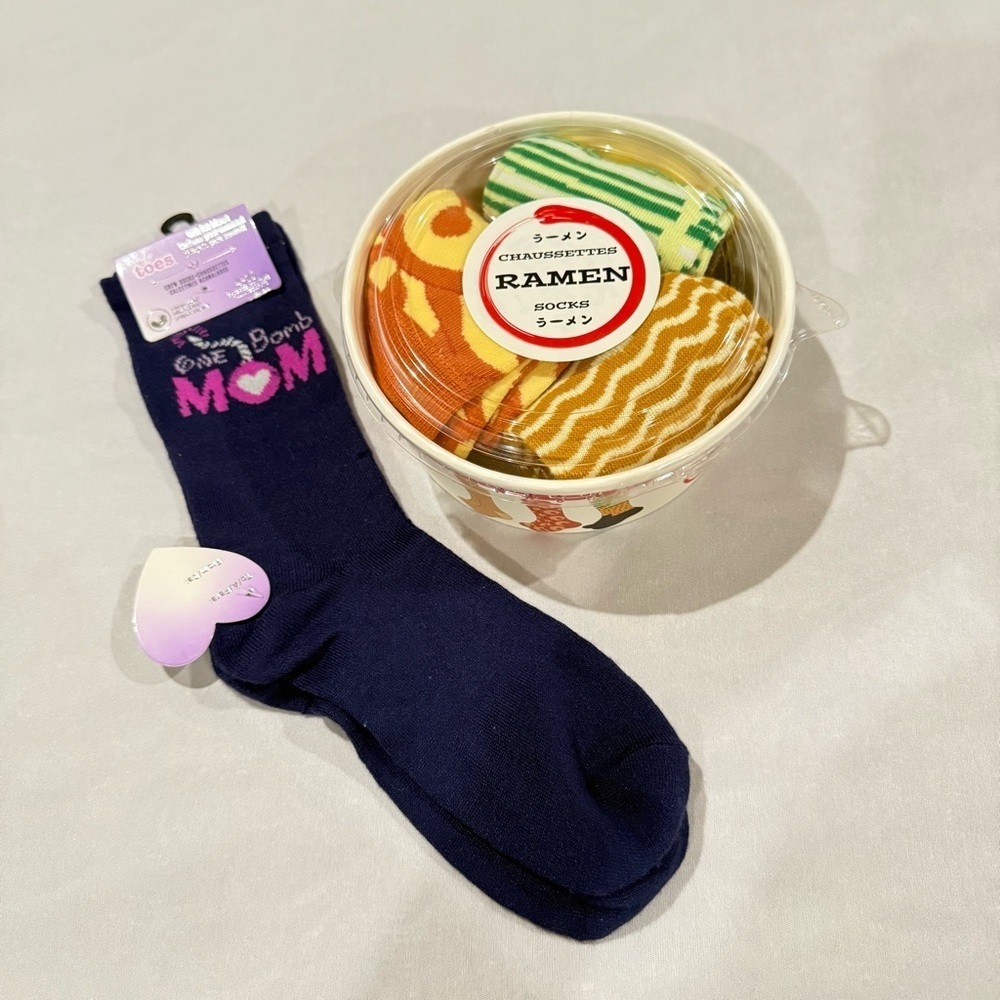 Ramen Socks Gift Set of 3 Pairs & One Pair of “Mom” Blue Socks